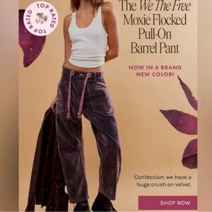 NWOT FREE PEOPLE We The Free Moxie Flocked Barrel Jeans -  Purple